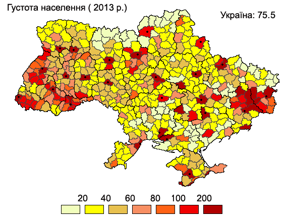 густота населения украины