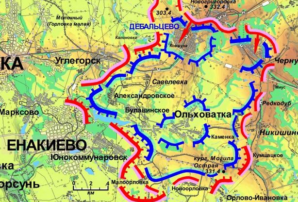 Карта боевых действий в районе Дебальцево за 9 февраля (от dragon-first-1)