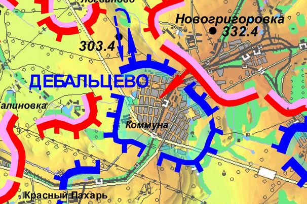 Карта боевых действий в районе Дебальцево за 16 февраля (от dragon-first-1)
