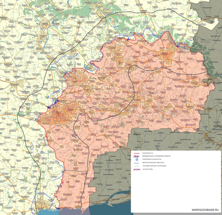 Карта боевых действий в Новороссии на 27 марта