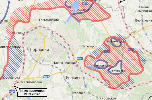 Карта боевых действий в Новороссии за 14 февраля (от novorus)