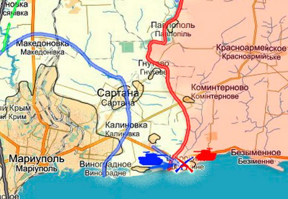 Карта боевых действий в Новороссии на 14 апреля (от warindonbass)