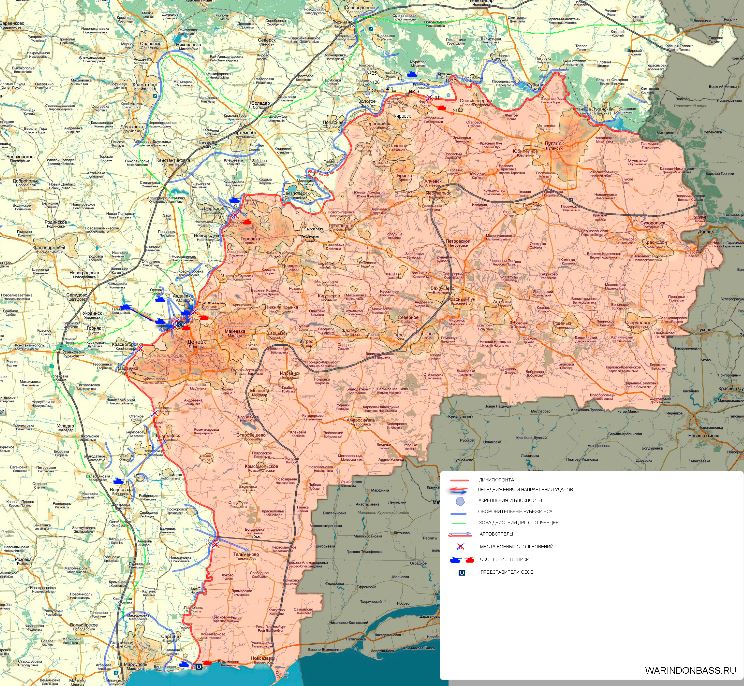 Карта боевых действий в Новороссии на 19 апреля (от warindonbass)