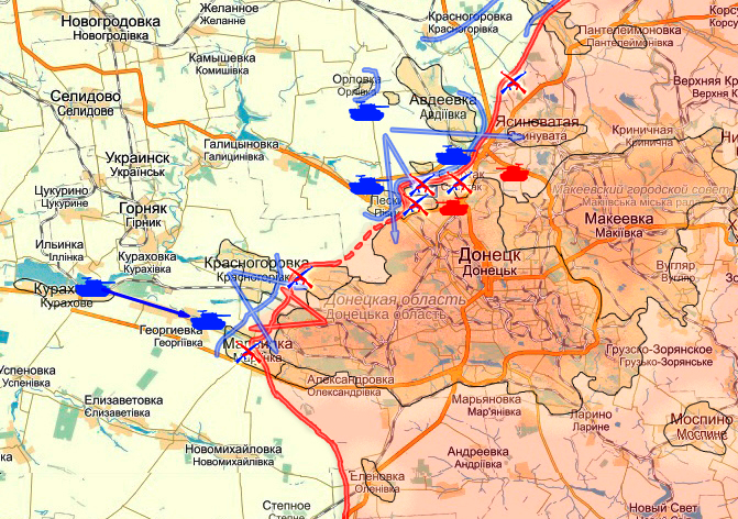 Карта боевых действий в Новороссии на 4 июня (от warindonbass)