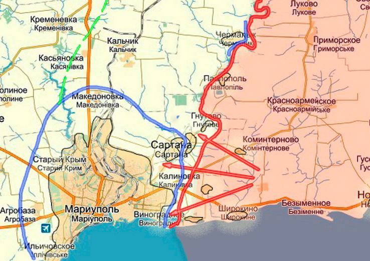 Карта боевых действий в Новороссии на 22.01.15