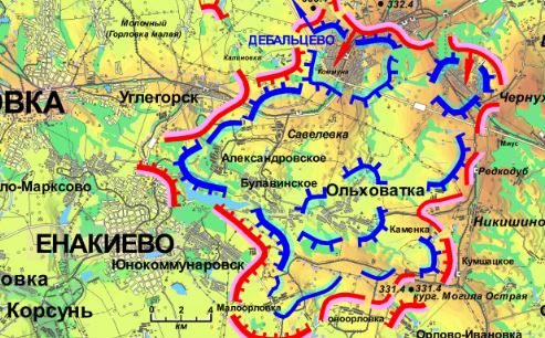 Карта боевых действий в районе Дебальцево за 12 февраля (от dragon-first-1)