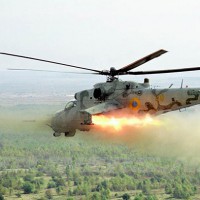 Обстрел украинскими вертолётами лесополосы под Волновахой