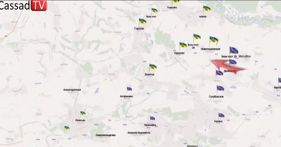 Видеообзор карты боевых действий в Новороссии за 23 февраля
