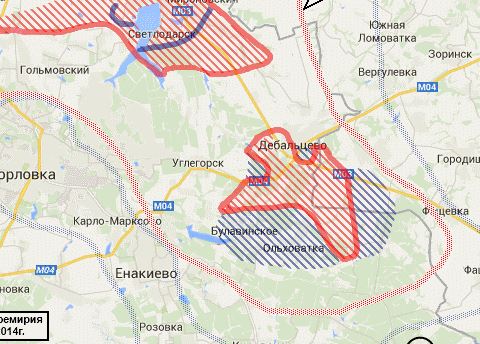 Карта боевых действий в Новороссии на 19 февраля (от novorus)