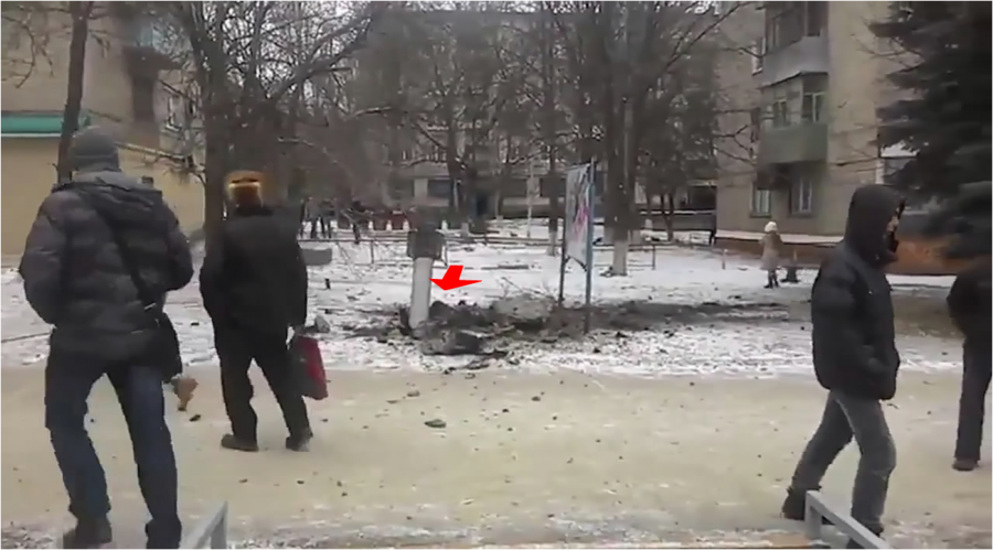 Обстрел Краматорска 10 февраля 2015 года. Снаряд прилетевший в Краматорск. Краматорская 10.