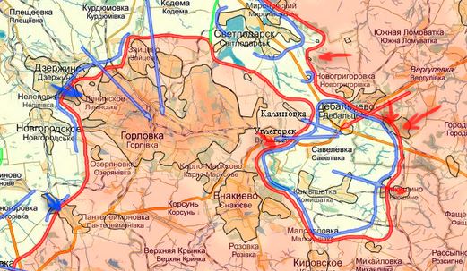 Карта боевых действий в Новороссии на 7 февраля (от warindonbass)