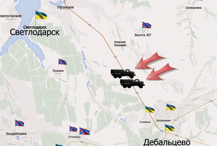 Видеообзор карты боевых действий в Новороссии за 1 февраля