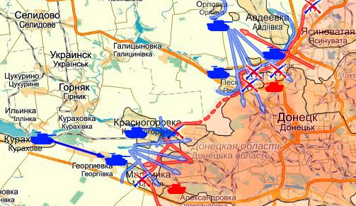 Карта боевых действий в Новороссии на 10 июня (от warindonbass)