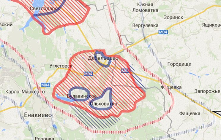 Карта боевых действий в Новороссии на 18 февраля (от novorus)