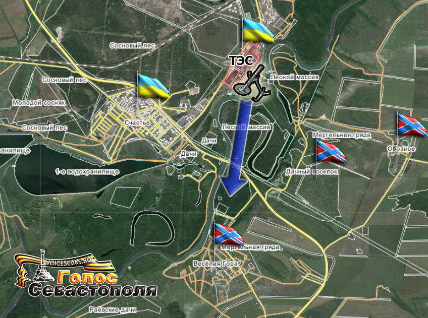 Киевские силовики днем 22 апреля обстреляли из минометов позиции Народной милиции ЛНР в районе города Счастье