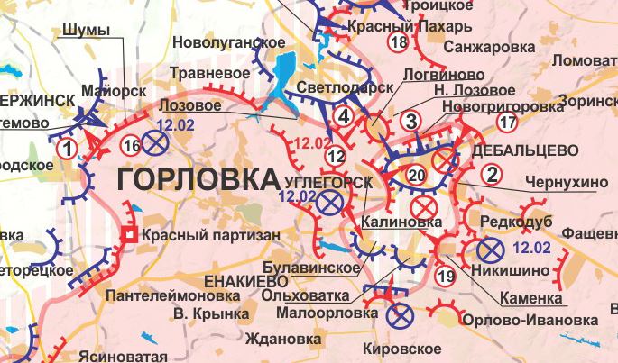 Карта боевых действий в Новороссии за 9-12 февраля (от kot_ivanov)