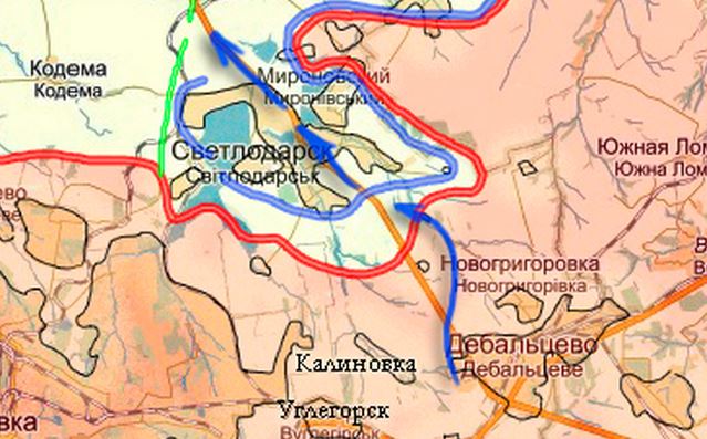 Карта боевых действий в Новороссии на 19 февраля (от warindonbass)