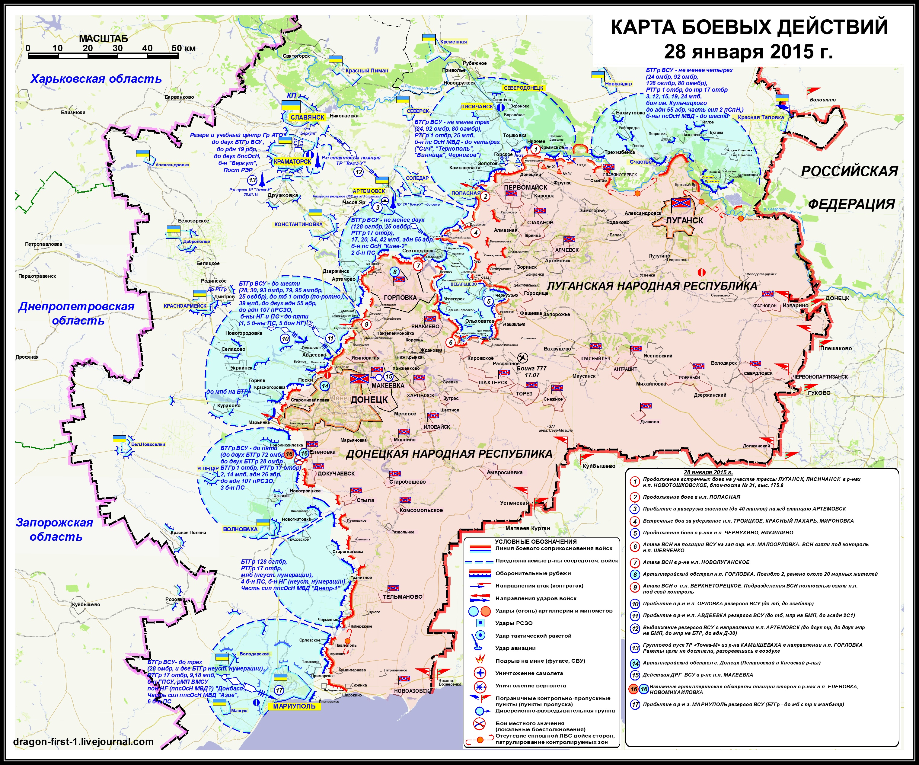 Карта боевых действий в Новороссии за 28 января (от dragon-first-1)