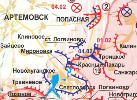 Карта боевых действий в Новороссии за 1-4 февраля (от kot_ivanov)