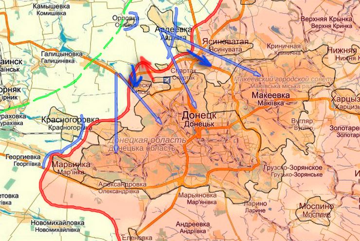 Карта боевых действий в Новороссии на 27 января