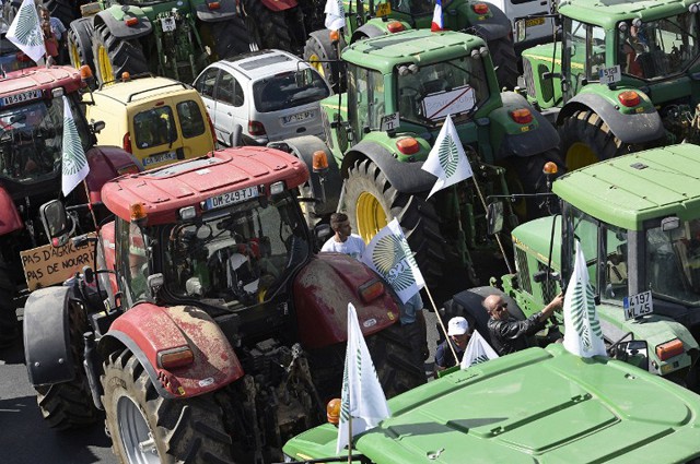 Последстия санкций: Фермеры в знак протеста заблокировали центр Парижа тракторами (фото)