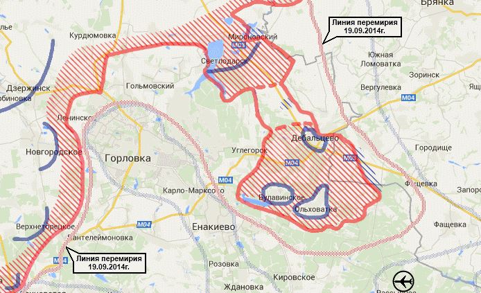 Карта боевых действий в Новороссии за 9 февраля (от novorus)