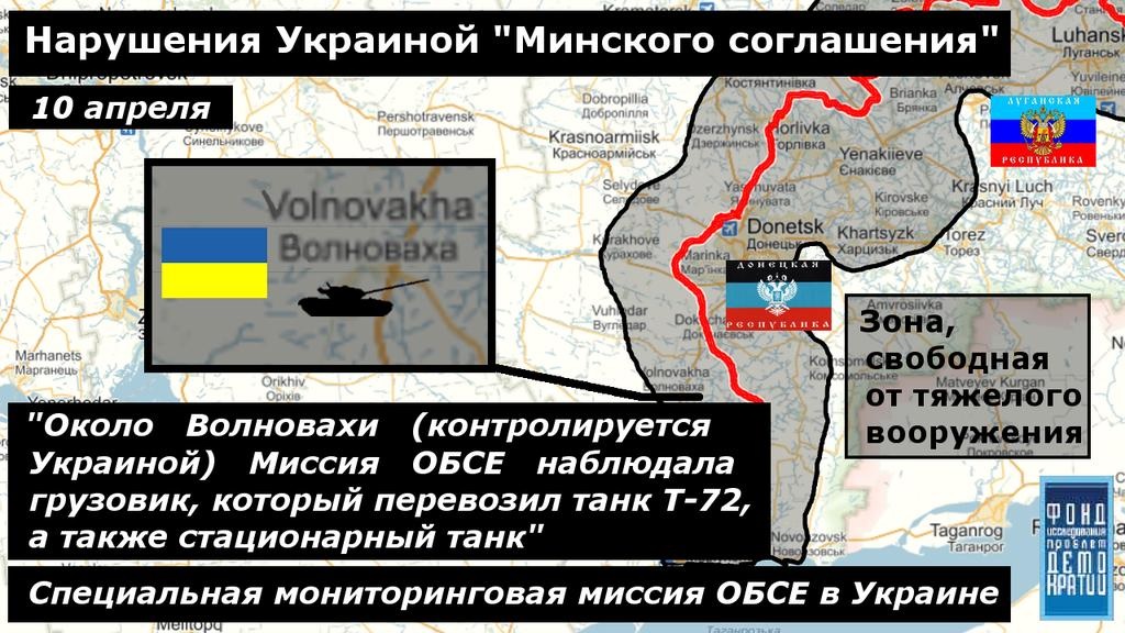 нарушение Украиной "Минского соглашения" 10 апреля