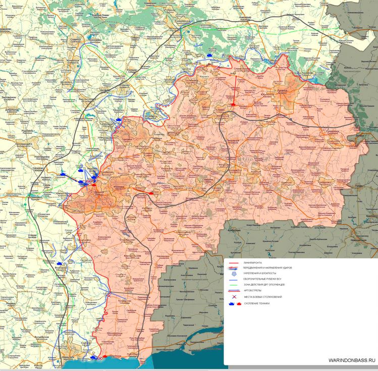 Карта боевых действий в Новороссии на 15 апреля (от warindonbass)