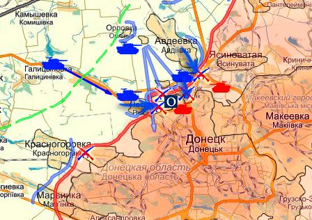 Карта боевых действий в Новороссии на 19 апреля (от warindonbass)