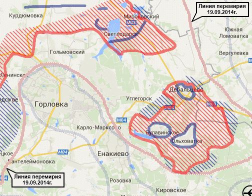 Карта боевых действий в Новороссии за 13 февраля (от novorus)