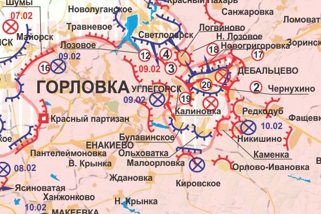 Карта боевых действий в Новороссии за 7-11 февраля (от kot_ivanov)
