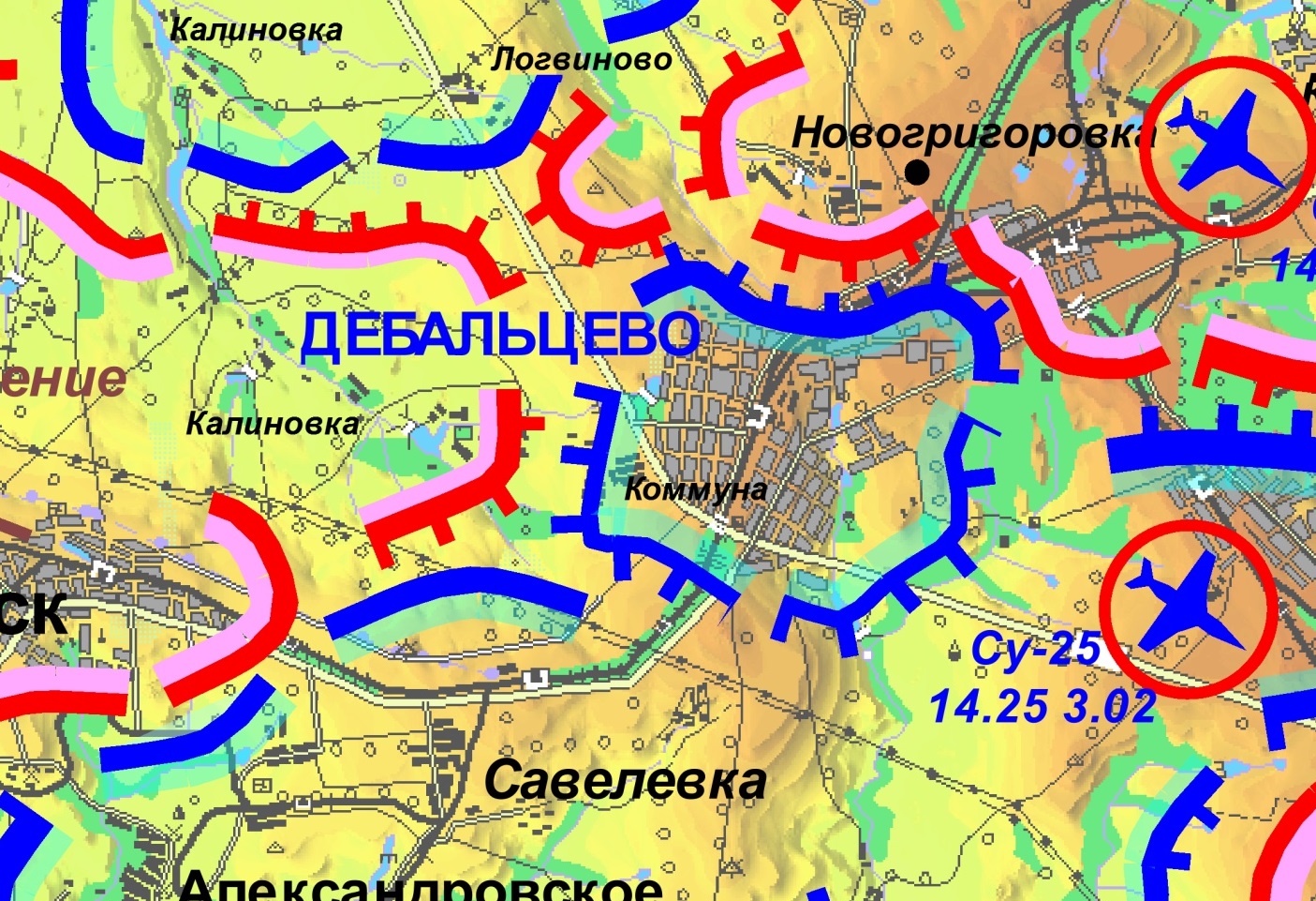 Карта боевых действий в районе Дебальцево за 4 февраля (от dragon-first-1)