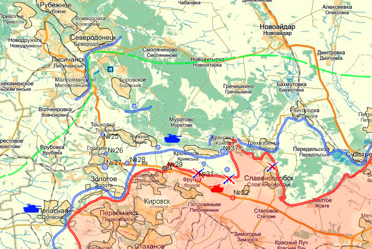 Карта боевых действий в Новороссии на 20 мая (от warindonbass)