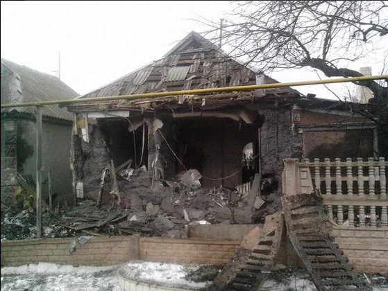 Донецк, разрушения 29 января