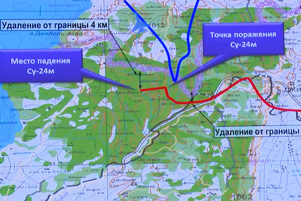 Минобороны показало схему поражения Турцией российского Су-24