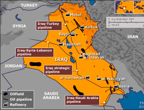 Карта нефтяных месторождений Ирака. Киркук. 