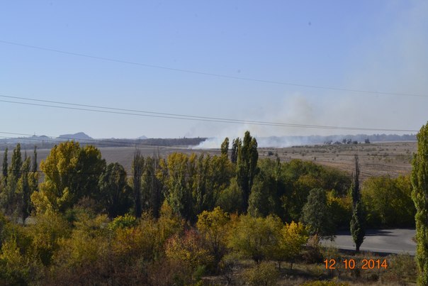 Дым в районе Стаханова 12 октября 2014