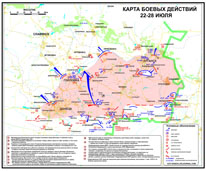 Карта боевых действий  в Новороссии  22-28 июля