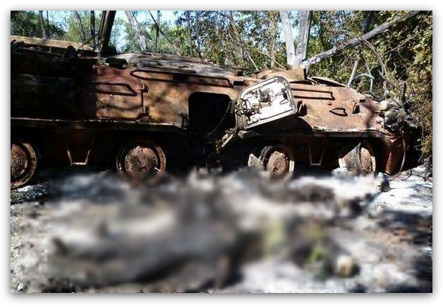 Фото сгоревших вместе с бронетехникой карателей из батальона "Айдар" (18+)