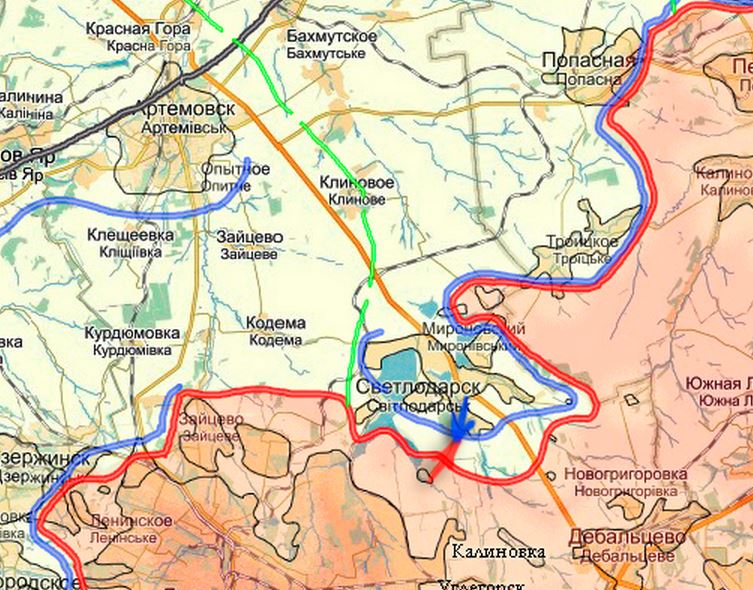 Карта боевых действий в Новороссии на 1 марта (от warindonbass)
