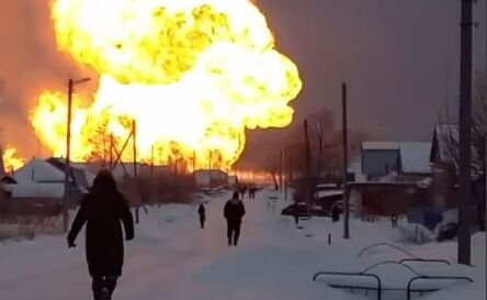 Пожар на экспортном газопроводе в России