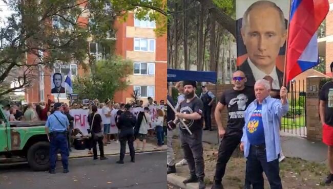 Австралийцы дали отпор бандеровцам и навальнятам, пытавшимся сорвать митинг за Путина