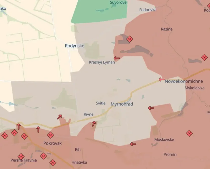 Связанный с ГУР Украины ресурс показывает отсутствие контроля ВСУ в Мирнограде
